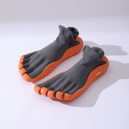 Zapatillas Minimal Socknit antracita naranja para pisada natural y confort indoor
