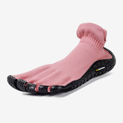 Zapatos Minimal Socknit Rosa cinco dedos con suela flexible y caja ancha para mejor movilidad y postura natural