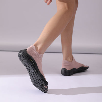 Zapatos Minimal Socknit Rosa con cinco dedos y suela flexible para caminar natural