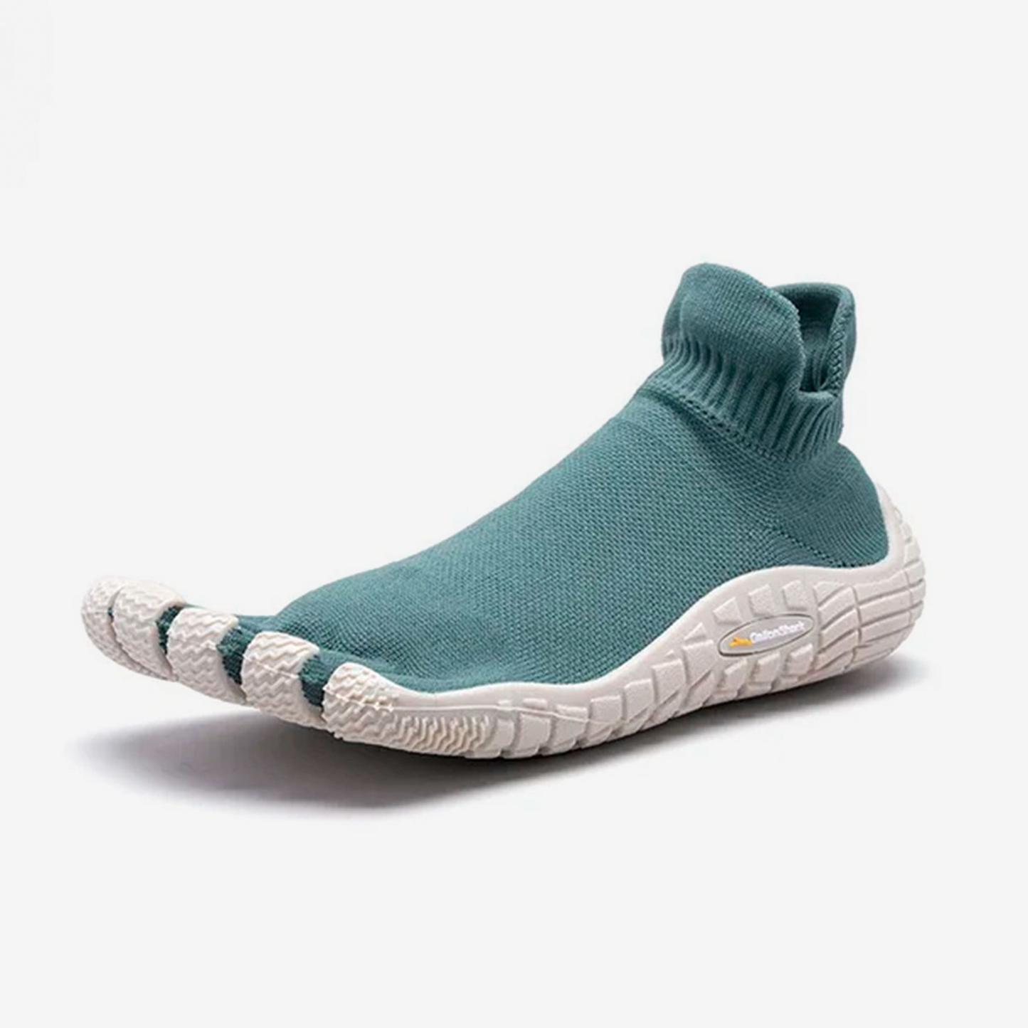 Zapatillas Barefoot Minimal Socknit turquesa y blancas para movimiento natural y confort