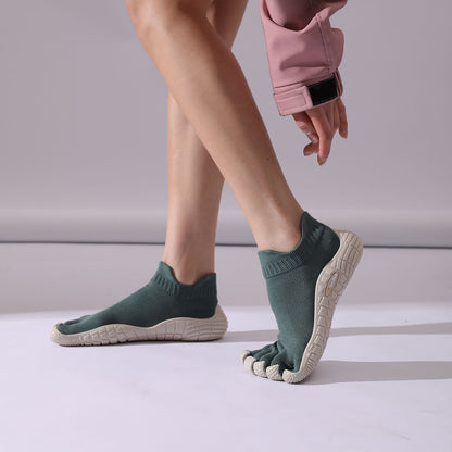 Zapatillas Barefoot Minimal Socknit turquesa y blancas para pisada natural y comodidad indoor