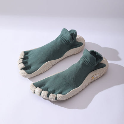 Zapatillas Barefoot Minimal Socknit turquesa y blancas minimalistas para pisada natural y confort interior